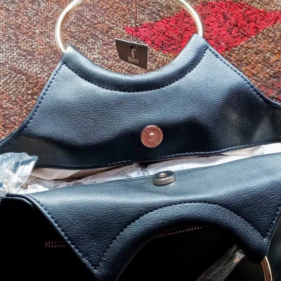 INC International Concepts Huw Gold Bangle Black Leather Jeweled Crossbody NWT - Picture 12 of 16